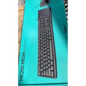 Logitech MK200 Media‎ Combo Keyboard and Mouse Set, Wired USB, Black